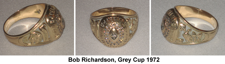 Bob Richardson Grey Cup Ring, 1972